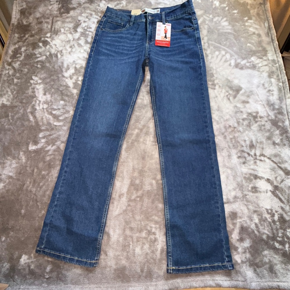 Levi's 514 Straight Jeans Boys Size 18 Blue New Performance Stretch Adjustable